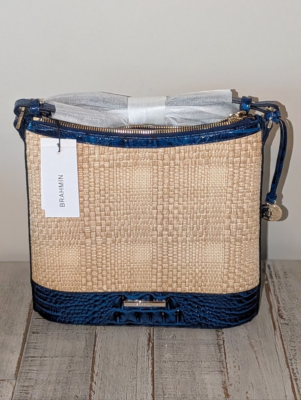 Brahmin Katie Sapphire Beachrose Straw Bag - Picture 5 of 8